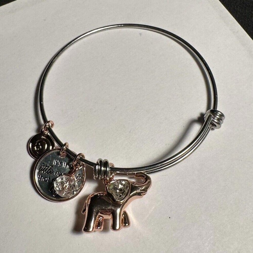 Elephant Charm Bangle Bracelet 7 Inch It’s The Little Moments That Make Life Big
